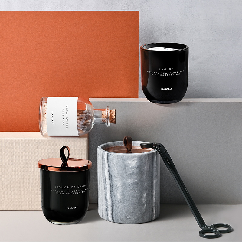 M&Scent Borong Hiasan Tersuai Mewah Label Persendirian Lilin Lilin Soya Wangi Kristal Kaca Hitam