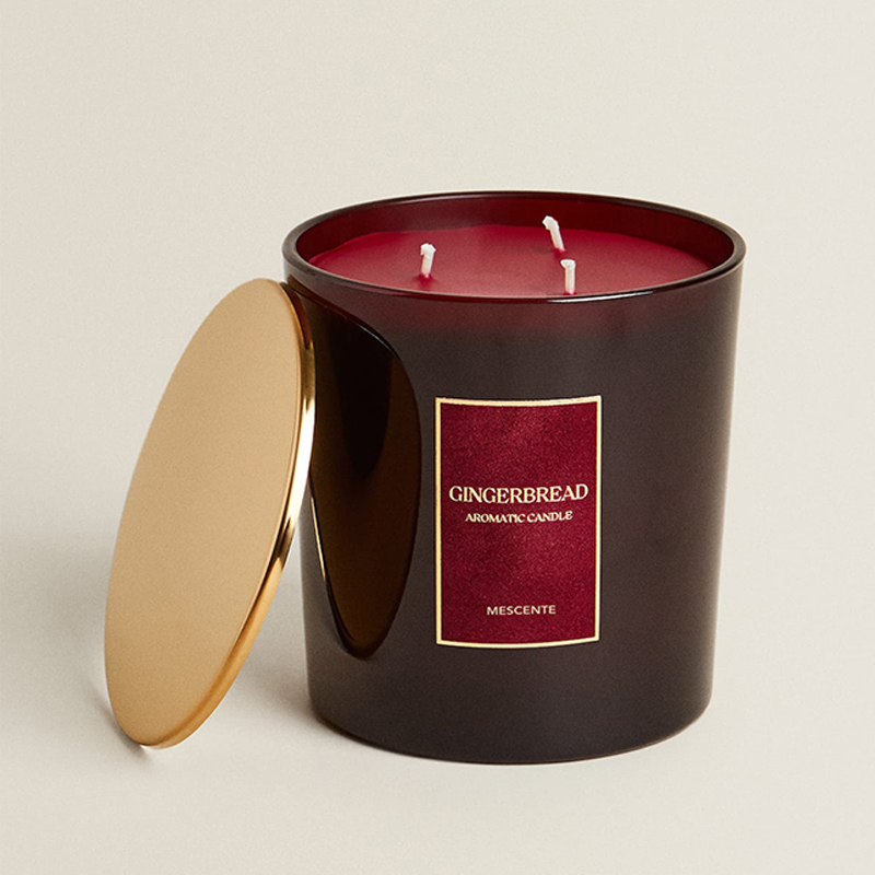 M&Scent Custom Luxury 3 Wicks Candles Personalized Private Label Black Matte Glass Scented Candle