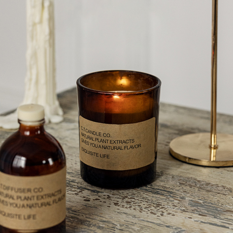 Penyebar buluh rumah hiasan mewah M&Scent dan set lilin wangi dengan pembungkusan kotak