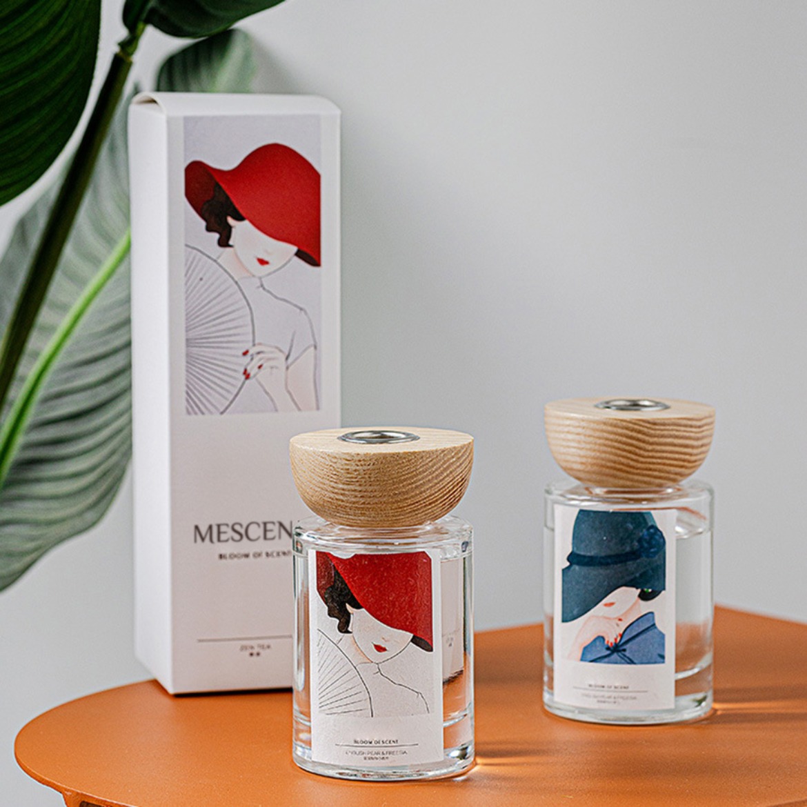 M&Scent borong set penyebar buluh kayu label peribadi botol kaca dengan penyumbat