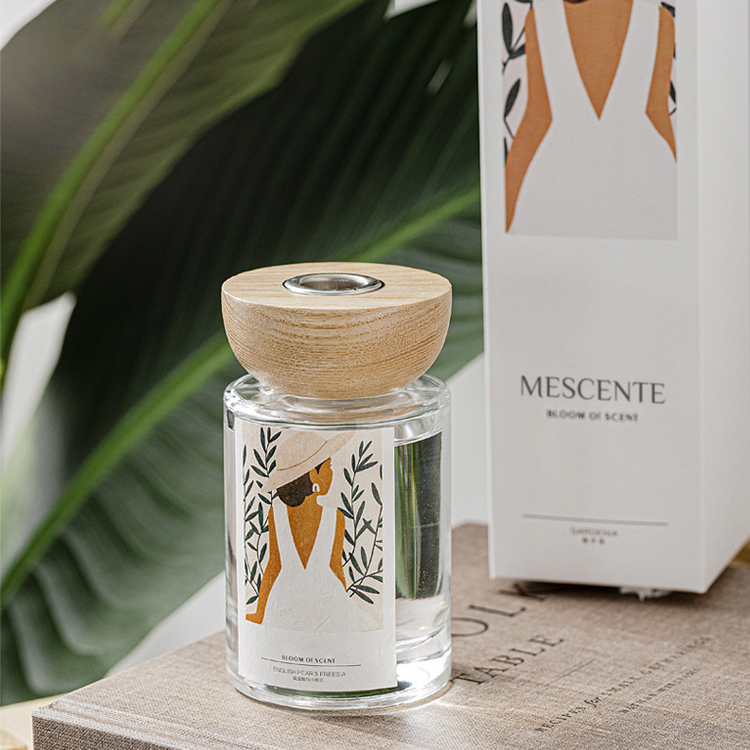 M&Scent borong set penyebar buluh kayu label peribadi botol kaca dengan penyumbat