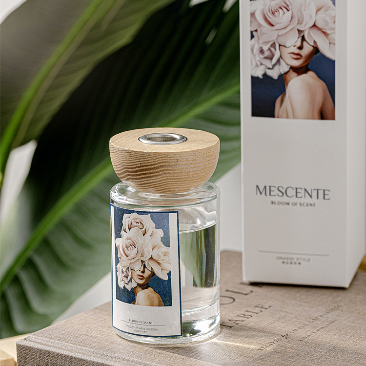 M&Scent borong set penyebar buluh kayu label peribadi botol kaca dengan penyumbat