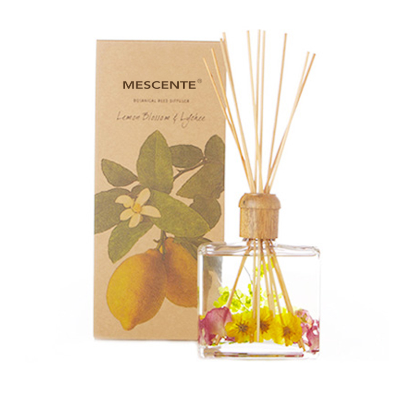 Borong High Quality Luxury Custom Private Label Flower Sola Wood Aroma Reed Diffuser With Box