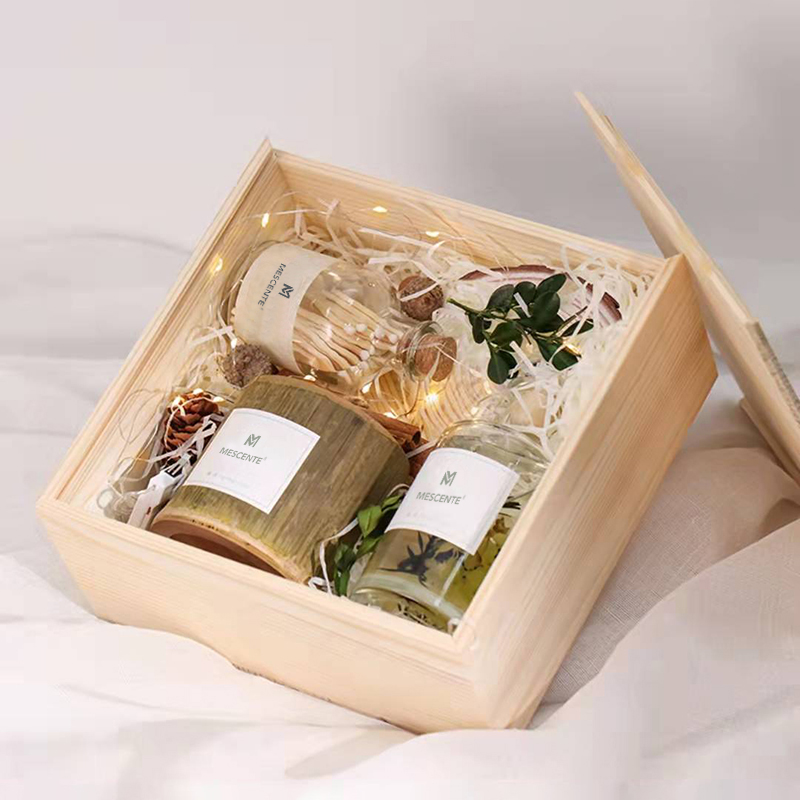 M&Scent lilin pemegang lilin kayu mewah label peribadi wangi dengan kotak