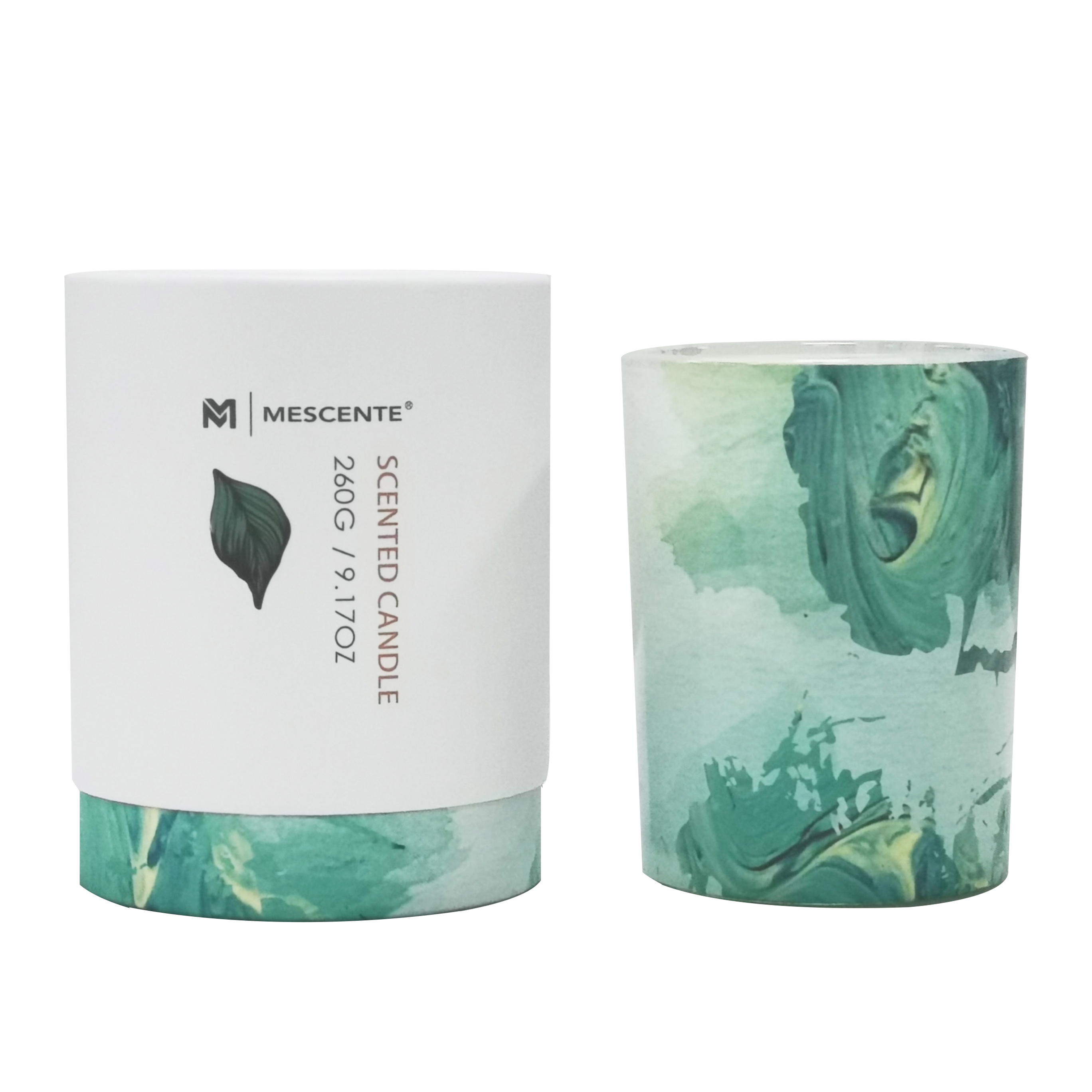 M&Scent borong label peribadi balang kaca hijau lilin sawit, lilin rohani