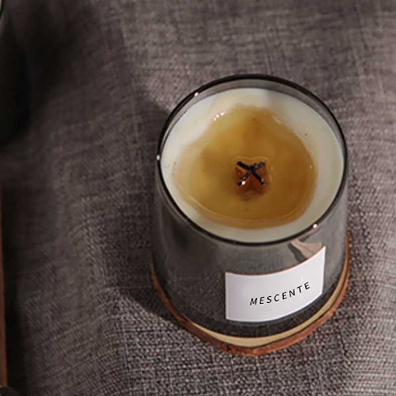 M&Scent balang kaca mewah sumbu kayu kristal lilin soya wangi, lilin perkahwinan