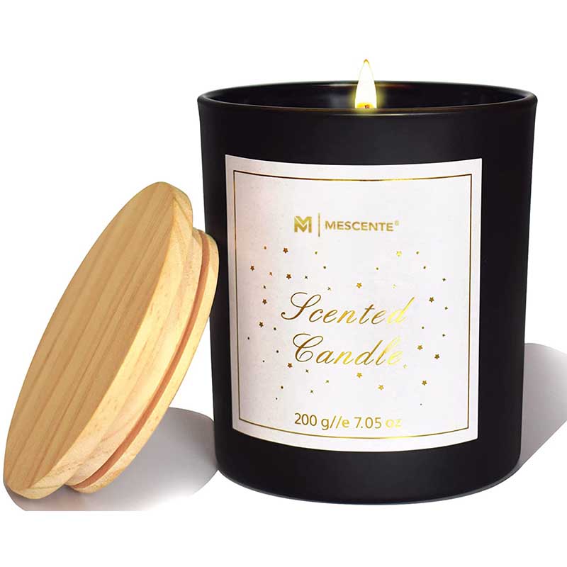 M&Scent Logo Tersuai Botol Kaca Kristal Bulat Mini Lilin Wangi Lilin Soya Kopi Kuat dengan Kotak secara Pukal