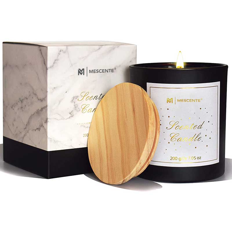 M&Scent Logo Tersuai Botol Kaca Kristal Bulat Mini Lilin Wangi Lilin Soya Kopi Kuat dengan Kotak secara Pukal