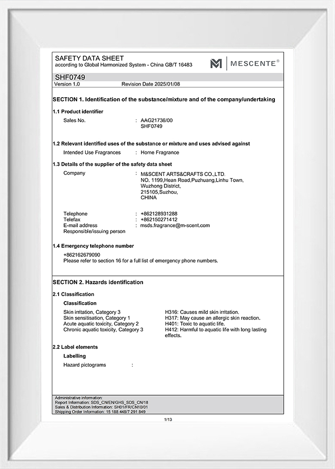MSDS Pewangi Rumah