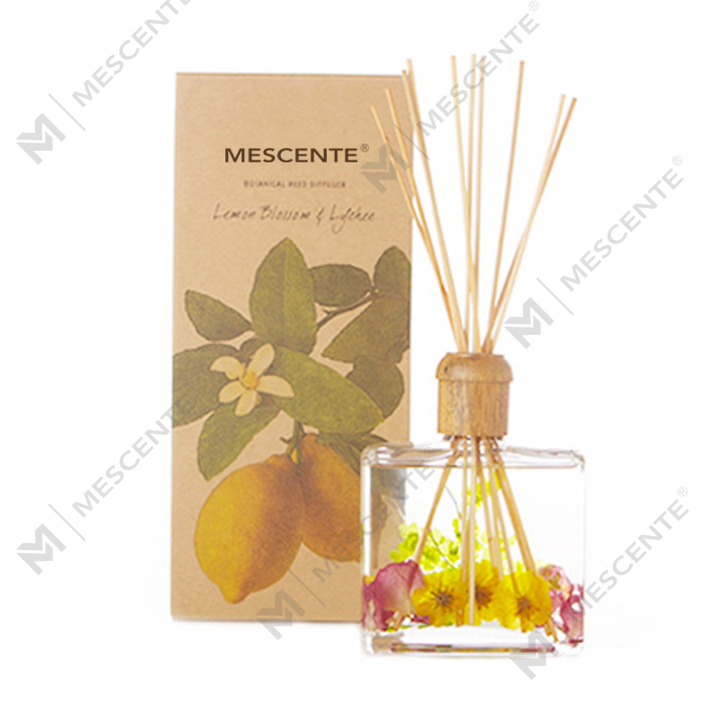 Borong High Quality Luxury Custom Private Label Flower Sola Wood Aroma Reed Diffuser With Box