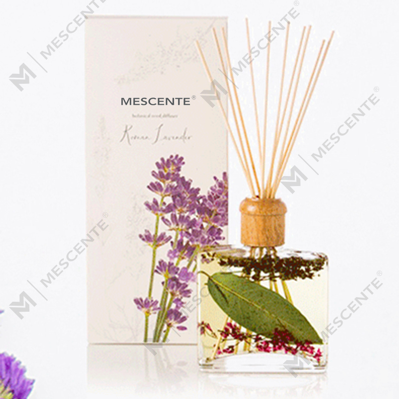 Borong High Quality Luxury Custom Private Label Flower Sola Wood Aroma Reed Diffuser With Box