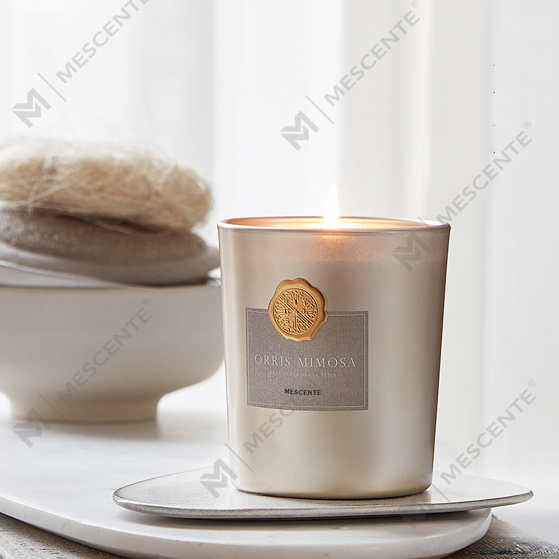 M&Scent mewah tersuai label peribadi balang kaca hiasan lilin soya wangi
