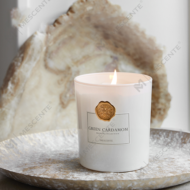M&Scent mewah tersuai label peribadi balang kaca hiasan lilin soya wangi