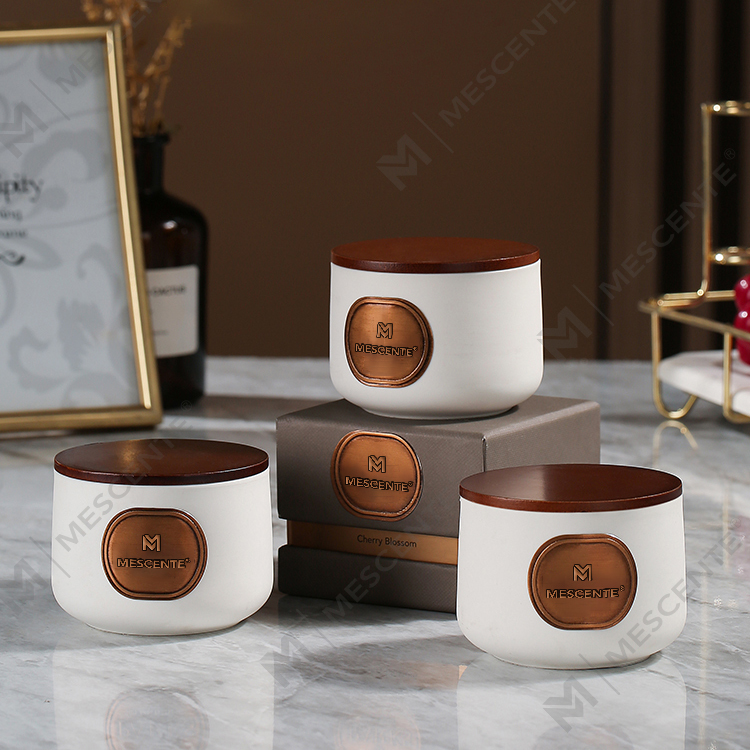 Set hadiah lilin lilin kelapa wangi seramik label peribadi M&Scent