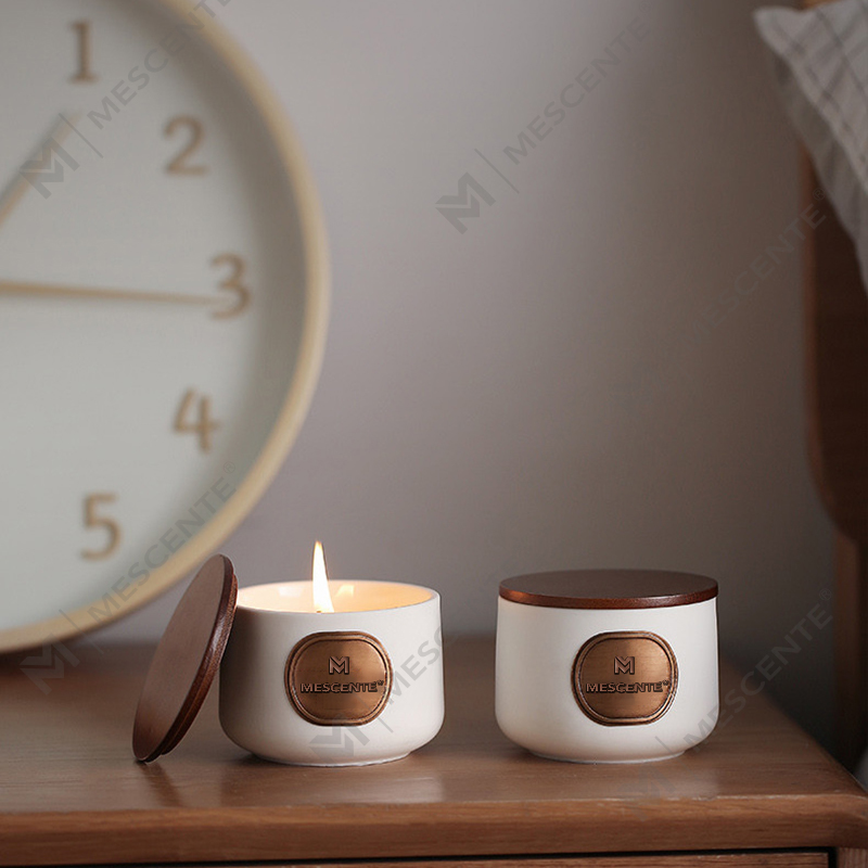 Set hadiah lilin lilin kelapa wangi seramik label peribadi M&Scent