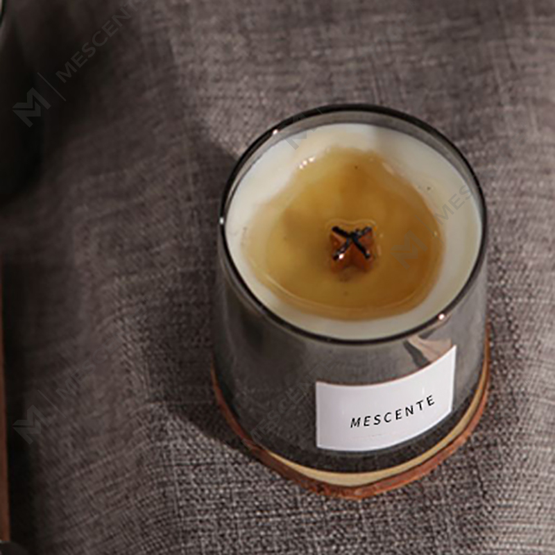 M&Scent balang kaca mewah sumbu kayu kristal lilin soya wangi, lilin perkahwinan