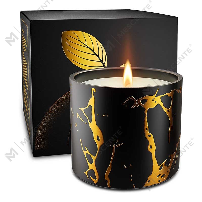 Set Hadiah Lilin Beraroma Lilin Emas Buatan Tangan Saiz Besar Mewah Peribadi Peribadi Seramik Hiasan Rumah Bijirin Lilin Emas