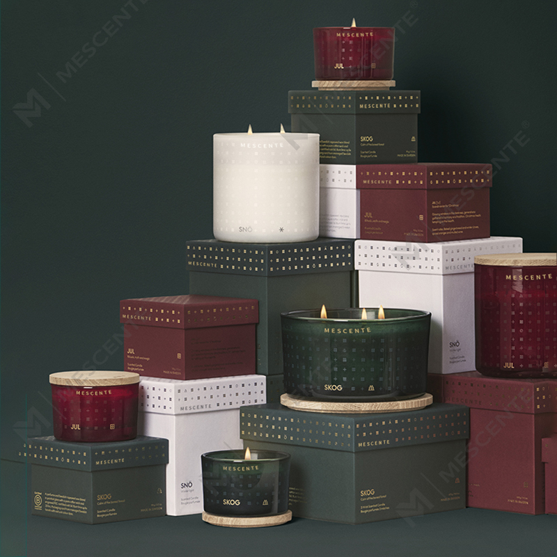 M&Scent Luxury Custom Handmade Christmas Decorative Scented Soya Wax Lilin dengan Kotak Hadiah