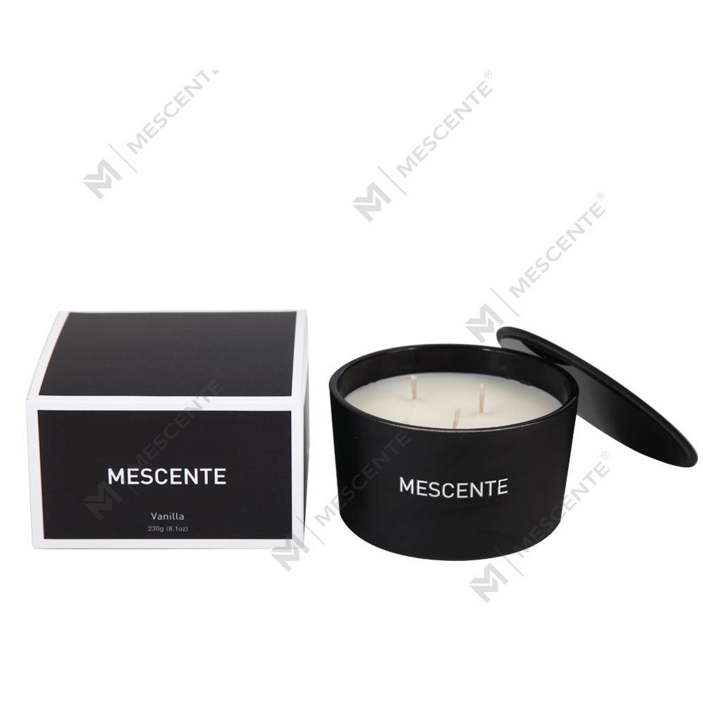 Balang Kaca Label Persendirian Borong Mescente 3 Sumbu Lilin Wangi Lilin Soya 100%