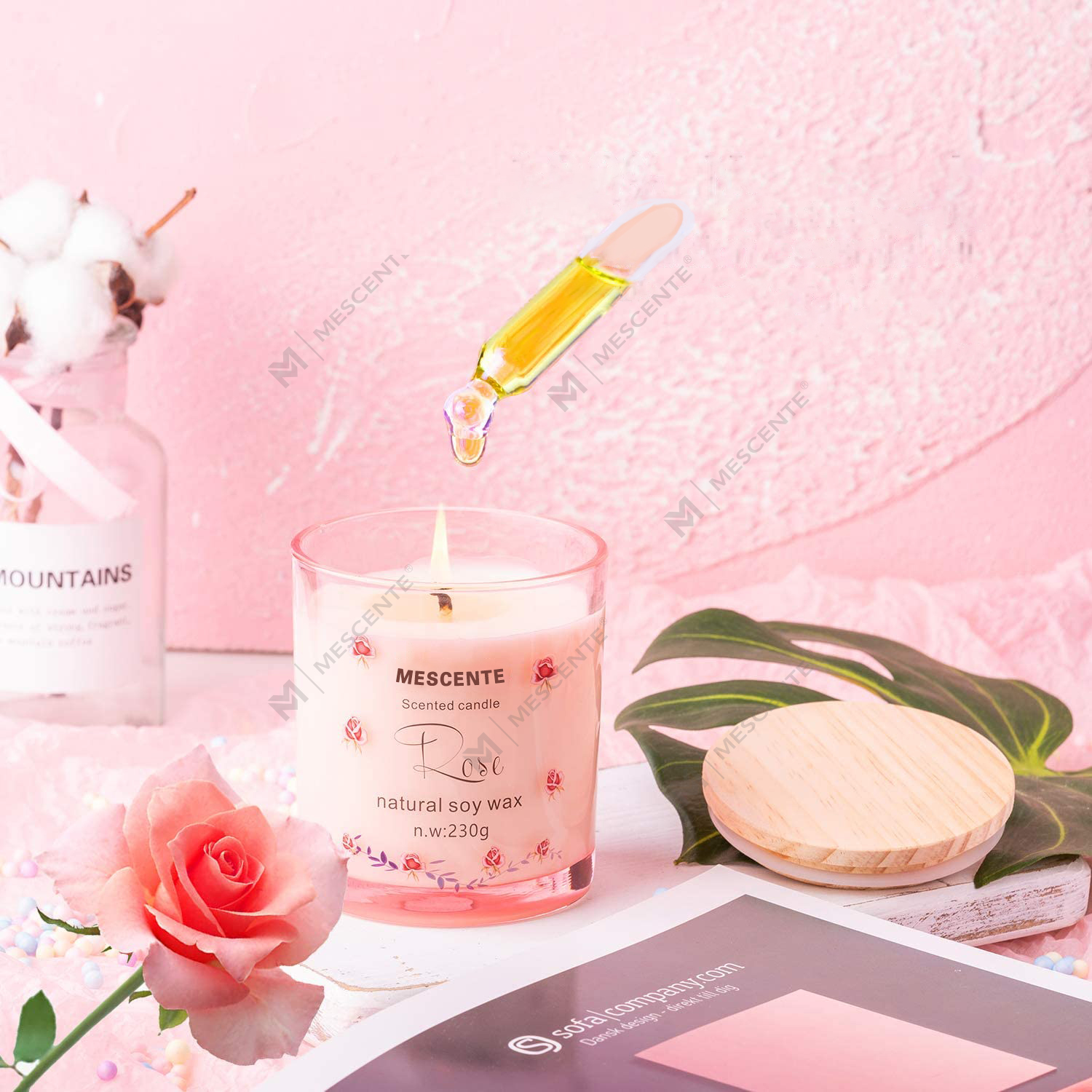 M&Scent Pemegang Kaca Mewah Buatan Tangan Seramik Rohani Tiang Lilin Wangi Vanila Dengan Kristal