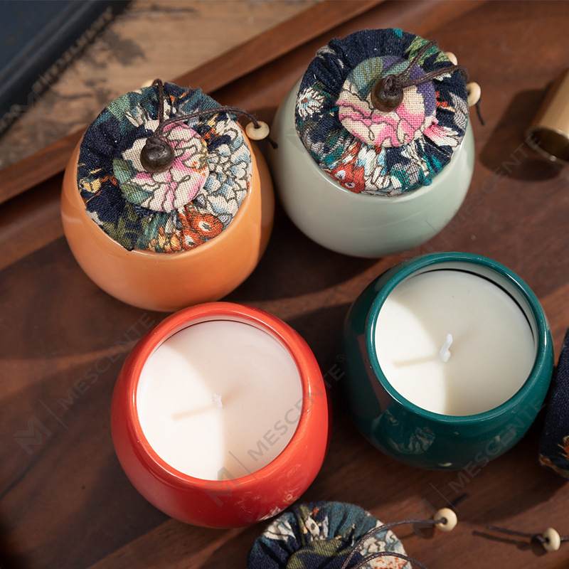 M&Scent Luxury Decoration Bulk Order Ceramic Pillar Aromatherapy Lilin Parafin