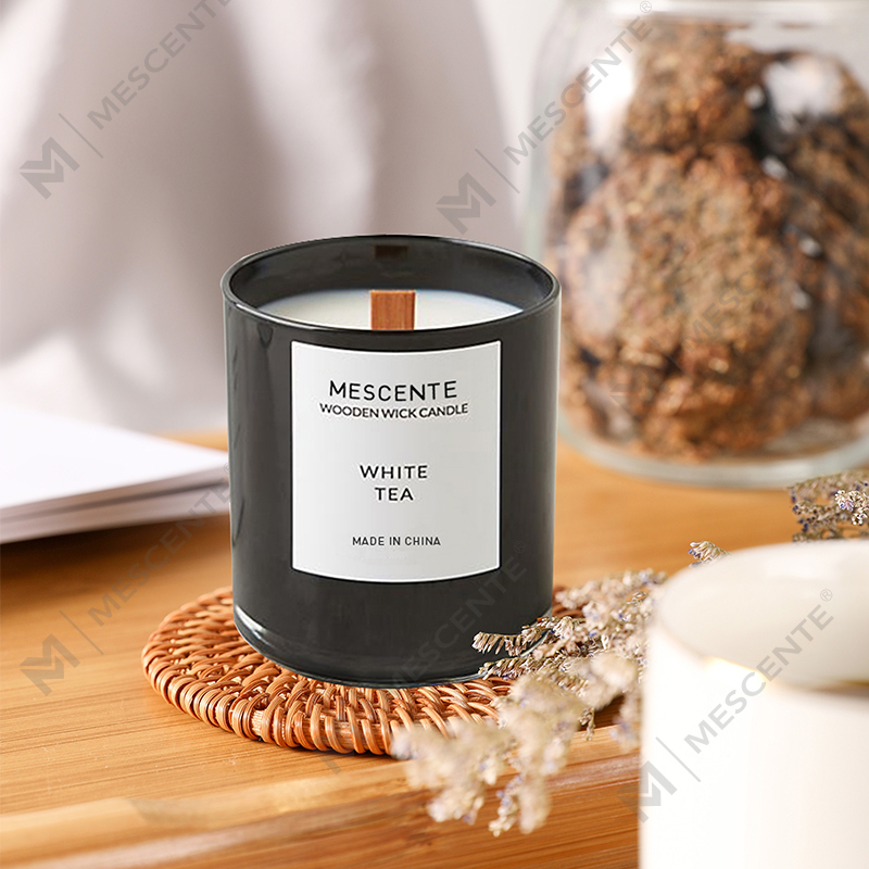 Lilin soya wangi teh putih label peribadi Mescente Dalam Balang