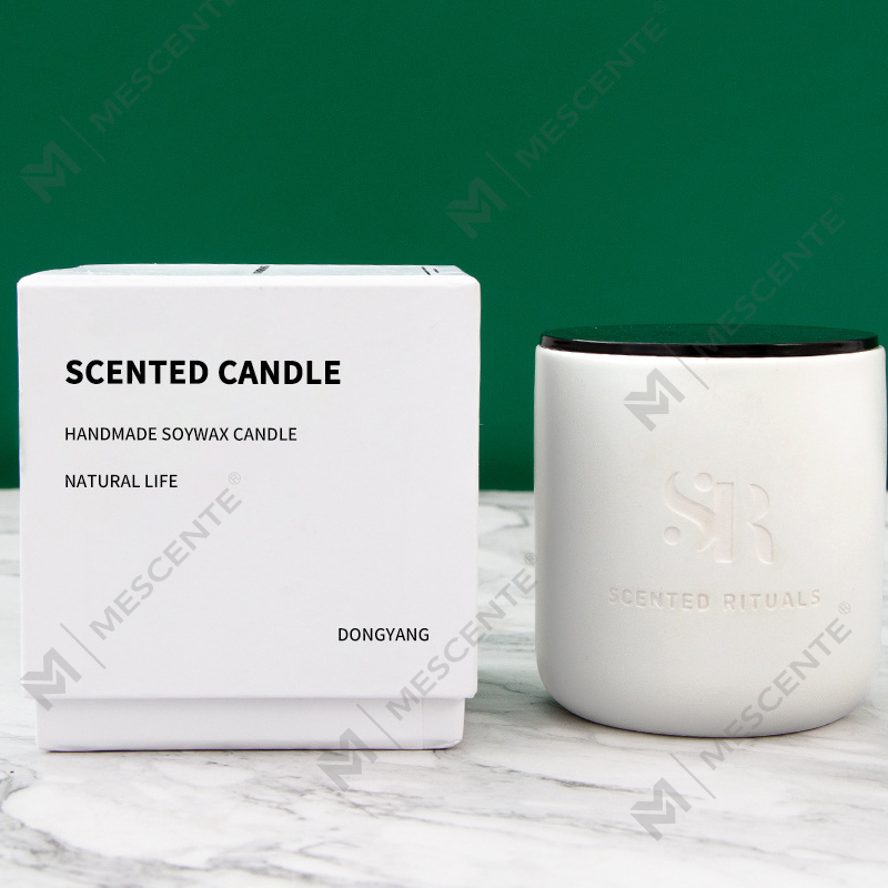 Bau M&S Logo Tersuai Balang Seramik Murah dengan Lilin Penutup Kayu, Lilin Mewah Lilin Kelapa