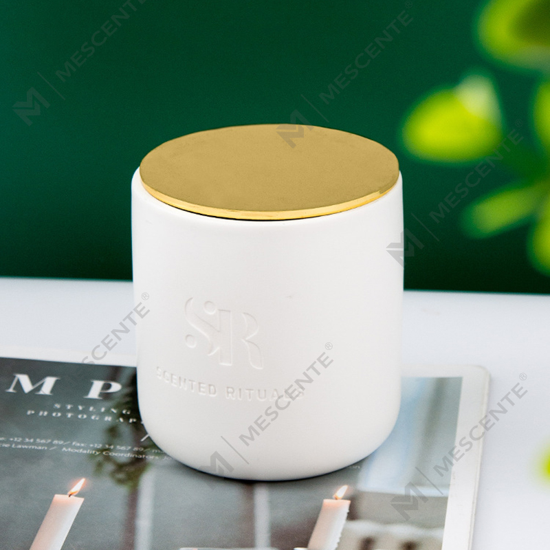 Bau M&S Logo Tersuai Balang Seramik Murah dengan Lilin Penutup Kayu, Lilin Mewah Lilin Kelapa