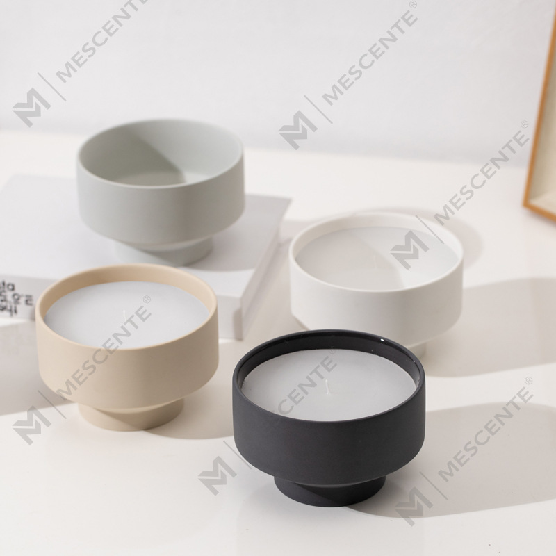 M&Scent Borong Tersuai Large Modern 3 Wick White Frosted Christmas Candle Jar dengan Tudung Buluh