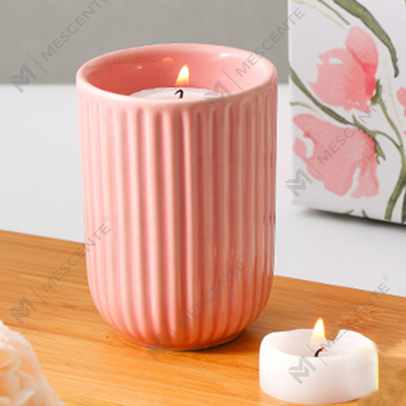 Borong Mewah Tersuai Label Peribadi Berwarna Seramik Lilin Soya Woodwick Lilin Wangi Secara Pukal