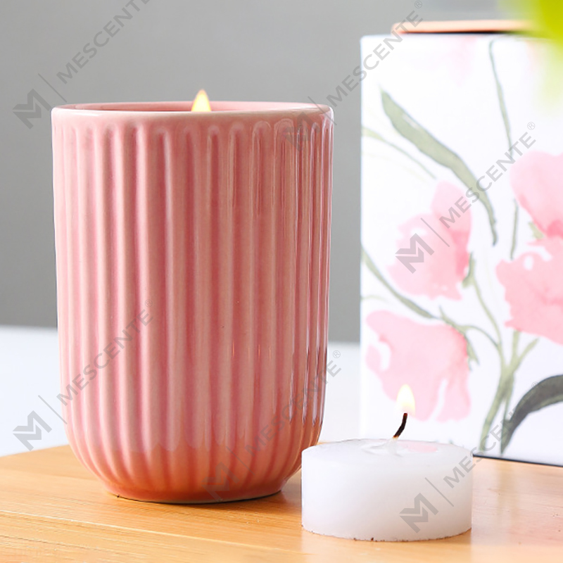 Borong Mewah Tersuai Label Peribadi Berwarna Seramik Lilin Soya Woodwick Lilin Wangi Secara Pukal