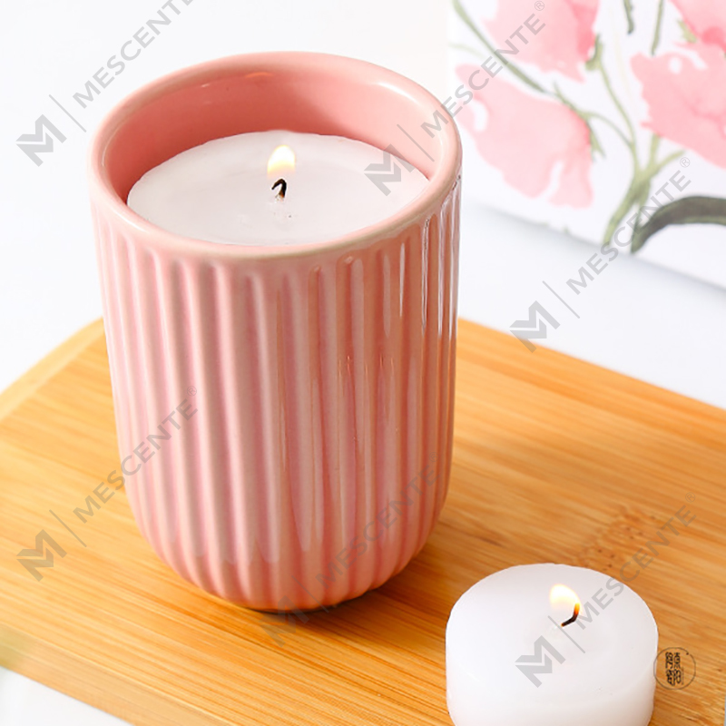 Borong Mewah Tersuai Label Peribadi Berwarna Seramik Lilin Soya Woodwick Lilin Wangi Secara Pukal