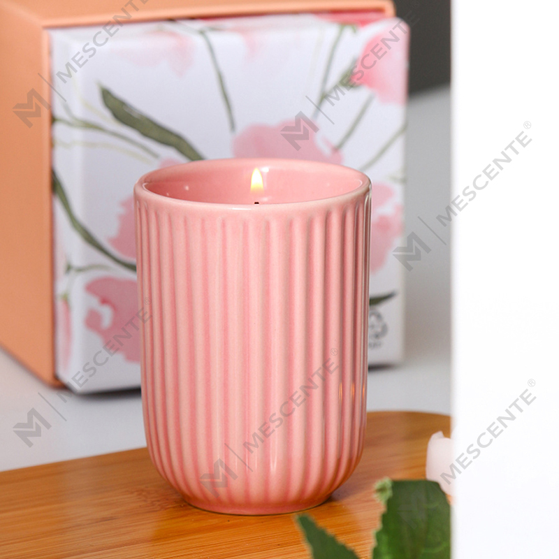 Borong Mewah Tersuai Label Peribadi Berwarna Seramik Lilin Soya Woodwick Lilin Wangi Secara Pukal