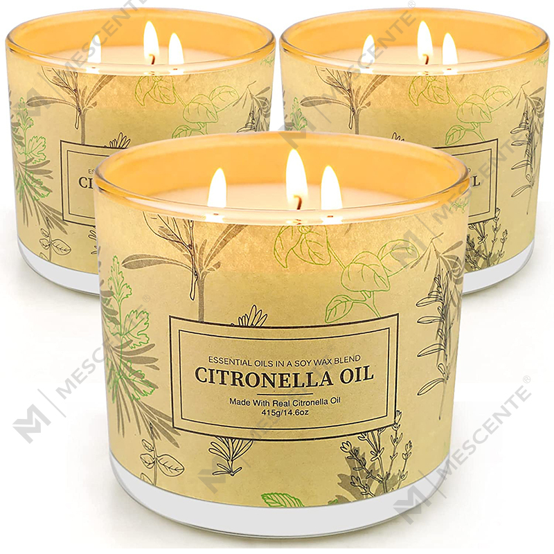 Set Lilin Minyak Citronella 3 Balang Sumbu Beraroma Aromaterapi Tahan Lama untuk Balkoni Teras Taman Rumah