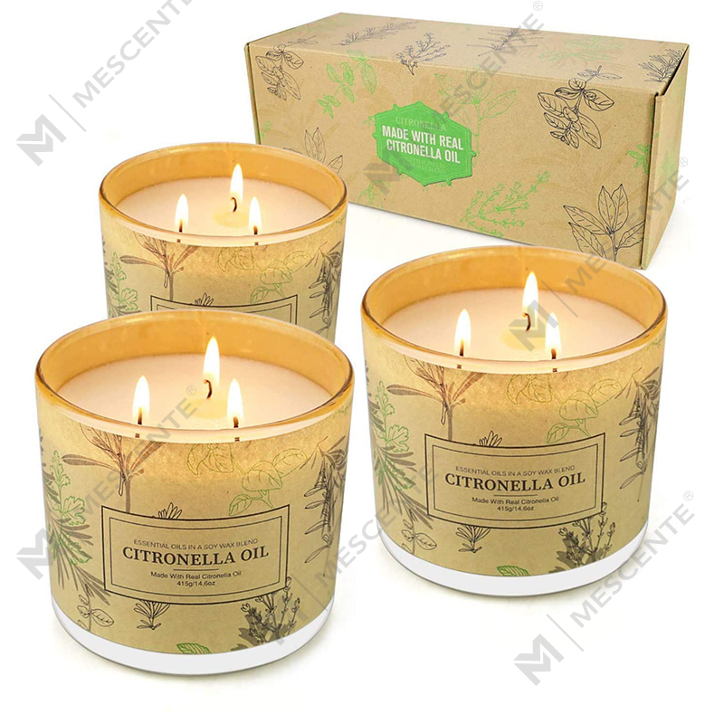 Set Lilin Minyak Citronella 3 Balang Sumbu Beraroma Aromaterapi Tahan Lama untuk Balkoni Teras Taman Rumah