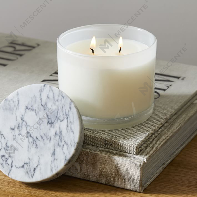 Borong Low Moq Luxury Unlabelled 2 Wick Vitrina Marble Lidded Candle