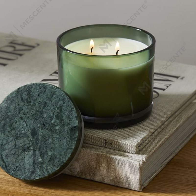 Borong Low Moq Luxury Unlabelled 2 Wick Vitrina Marble Lidded Candle