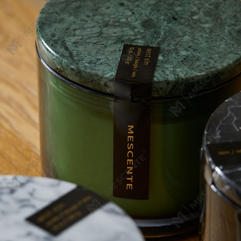 Borong Low Moq Luxury Unlabelled 2 Wick Vitrina Marble Lidded Candle