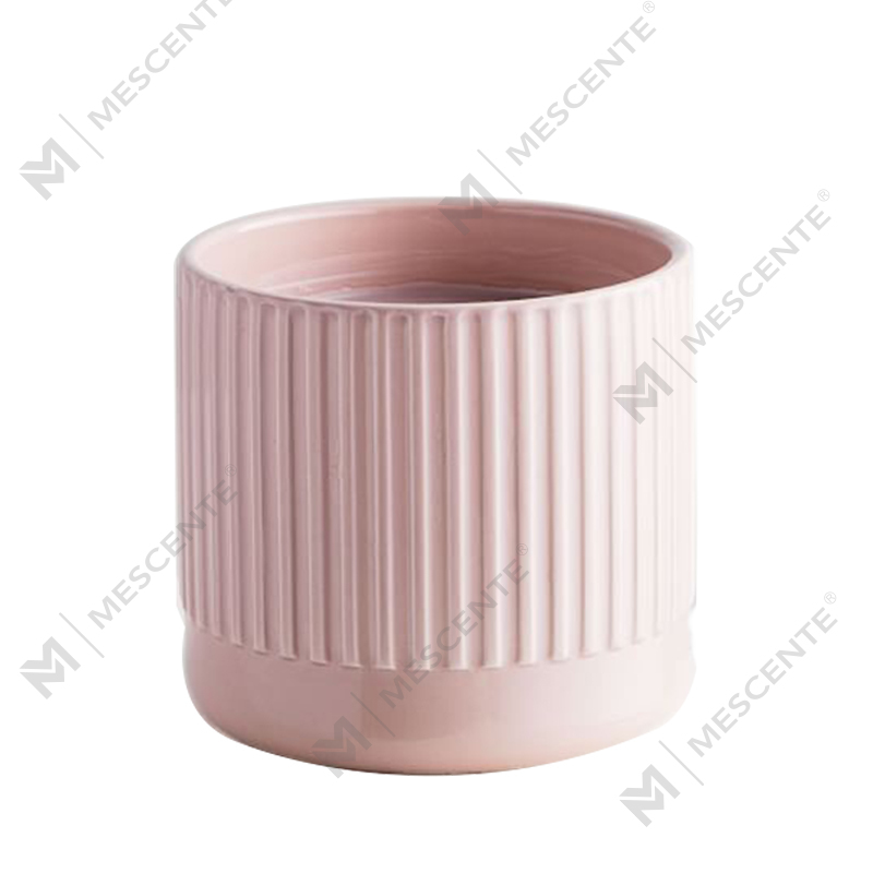Kedai Tersuai Menjual No Label Fluted Pink Ceramic Trio Lilin Soya Wangi Amber