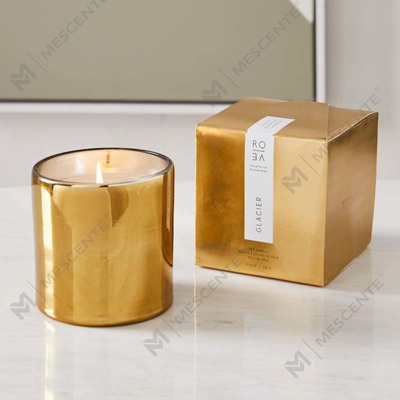 Logo Cetakan Emas Tersuai Amazon Mewah Balang Kaca Hitam Set Hadiah Hiasan Lilin Soya Wangi