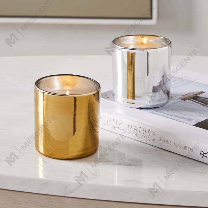Logo Cetakan Emas Tersuai Amazon Mewah Balang Kaca Hitam Set Hadiah Hiasan Lilin Soya Wangi