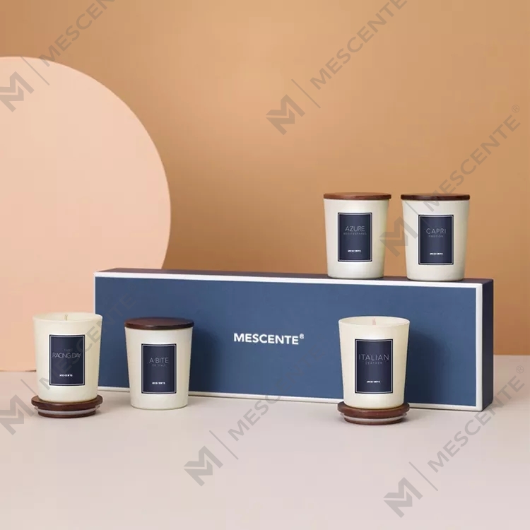 M&scent borong private label minyak wangi lilin wangi mewah dengan penutup, lilin aromaterapi