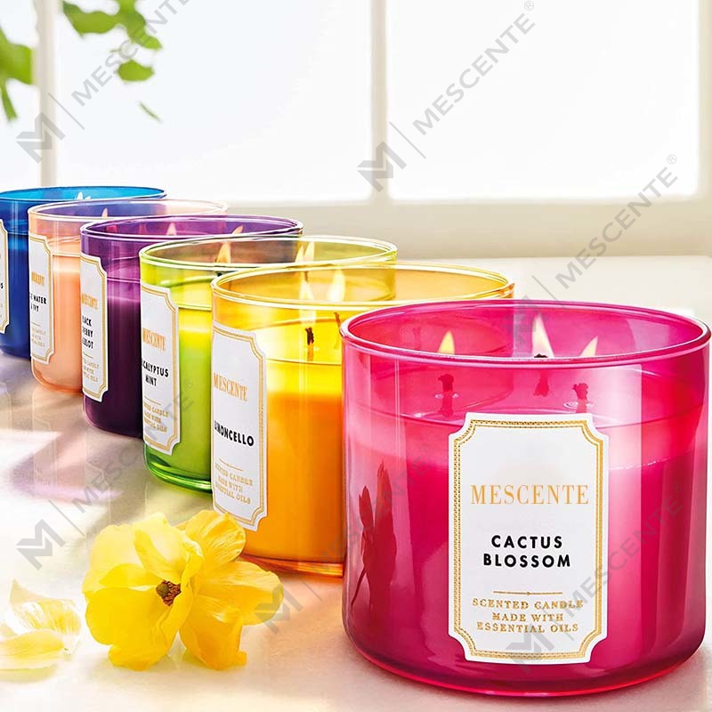 M&Scent Hand Made 3 Sumbu Hadiah Lilin Soya Wangi Asli Jasmine, Lilin Kristal Aromaterapi Label Peribadi
