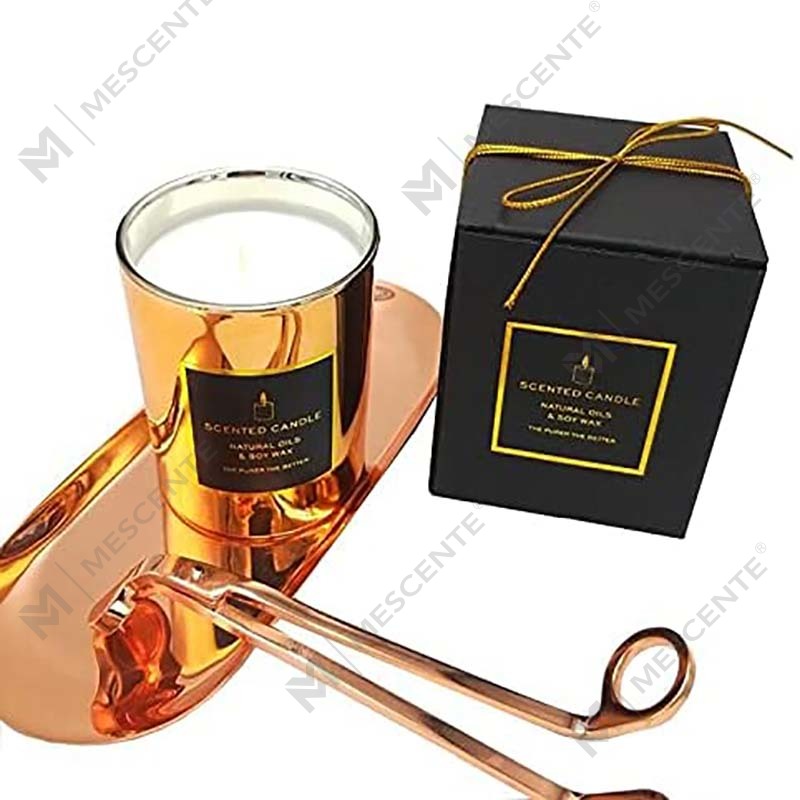 Bau Mewah Bau Soya Asli Golden Metal Bertutup Rose Gold Balang Kaca Santai Lilin Aromaterapi Baharu yang Mewah