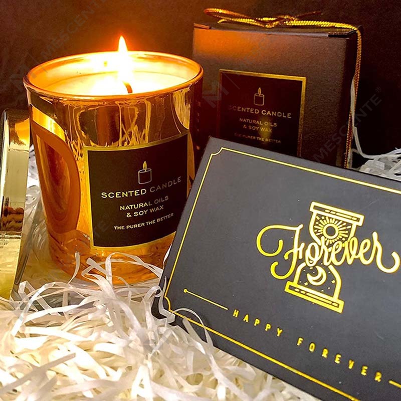 Bau Mewah Bau Soya Asli Golden Metal Bertutup Rose Gold Balang Kaca Santai Lilin Aromaterapi Baharu yang Mewah
