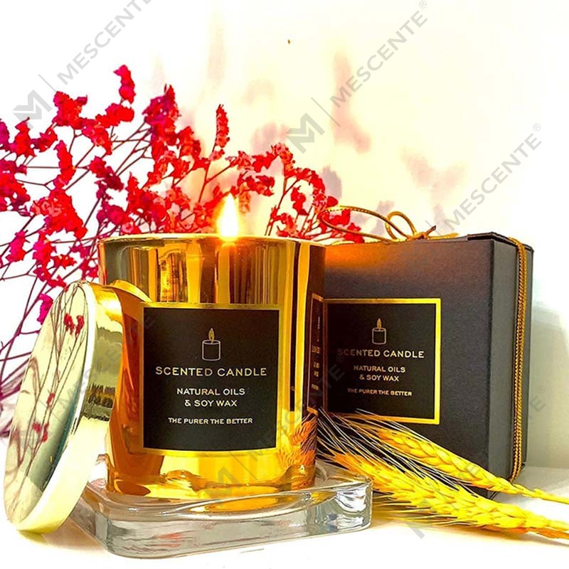 Bau Mewah Bau Soya Asli Golden Metal Bertutup Rose Gold Balang Kaca Santai Lilin Aromaterapi Baharu yang Mewah