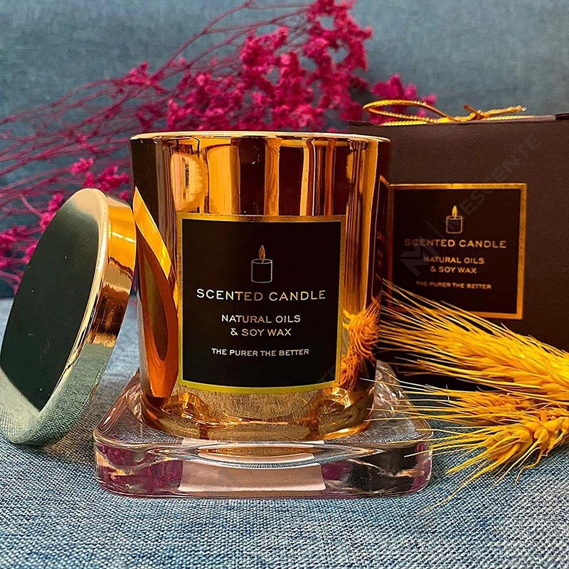 Bau Mewah Bau Soya Asli Golden Metal Bertutup Rose Gold Balang Kaca Santai Lilin Aromaterapi Baharu yang Mewah