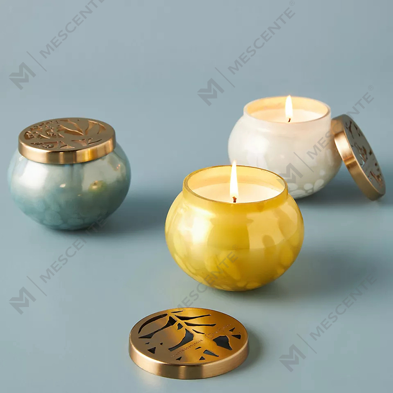 M&scent Private Label Hiasan Rumah Tersuai Balang Lilin Kaca Mewah Lilin Wangi Lilin Soya Dengan Tudung