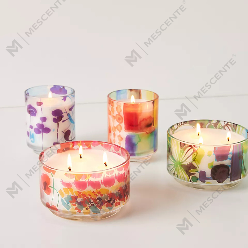 M&Scent Mewah Hiasan Tersuai Label Persendirian 3 Wick A Sunday Pelukis Kaca Kristal Lilin Soya Wangi