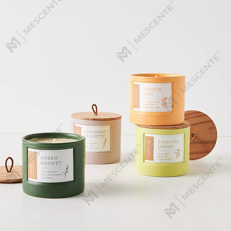 M&Scent Private Label Coloured Ceramic Candles Lilin Bergaya Lilin Soya Wangi